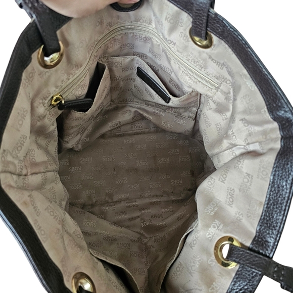 Michael Kors Brown and Cream Jet Set Large Leather Tote Bag - Picture 8 of 11